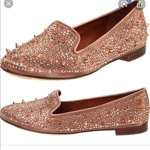 Sam Edelman Adena Spiked Sequin Loafers Rose Gold